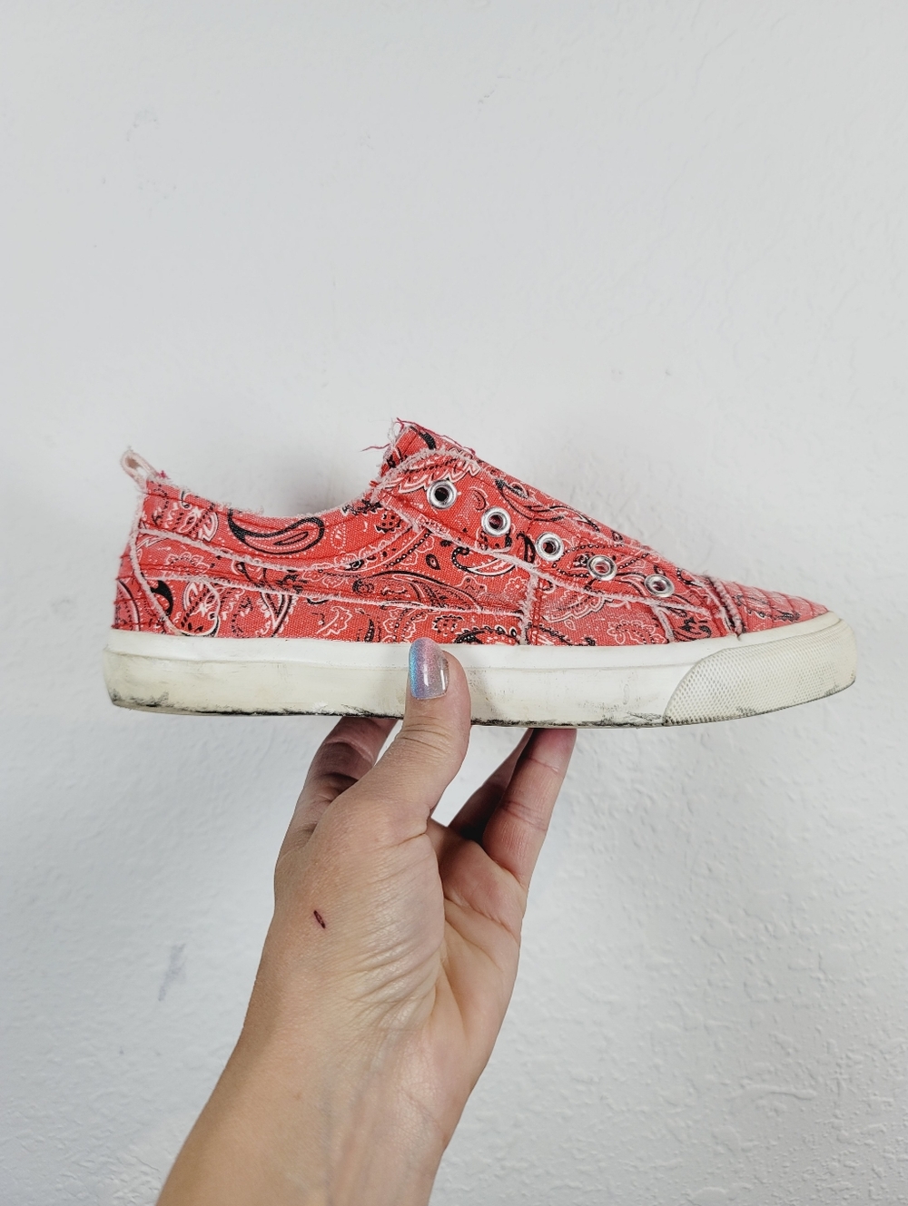 Corkys BABALU Red Bandana Print Slip-On Sneaker, Size 7